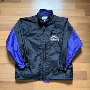 Men's Vintage Mirage Colorado Rockies Black Purple Shell Windbreaker Jacket XL